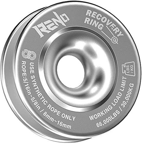 RENO Anillo de recuperación, polea de cabrestante todoterreno de 66 libras para cuerda sintética, grilletes suaves, bloque de enganche para ATV, UTV, SUV, camión, recuperación de remolque de vehículos