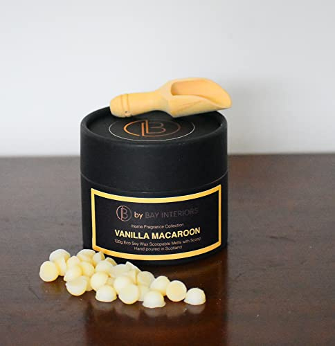by Bay Interiors Eco Soy Schaufelwachs schmilzt stark duftend vegan ohne Plastik 120g (Vanille Macaron) mit Naturholzschaufel 15% Duftöl Geschenkidee