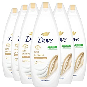 Dove, Bagnodoccia Seta Preziosa, con Idratante Dermo-Naturale, Pelle Liscia Effetto Seta Dopo Ogni Doccia, Dermatologicamente Testato, 92% Biodegradabile, 12 Pezzi da 600 ml