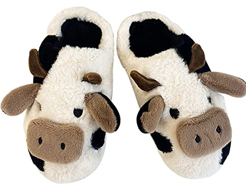 bolukets Kuh Hausschuhe Winter Damen Herren Flaumig Slippers Plüsch Pantoffeln Tiere Niedliche Cartoon Hauspantoffeln Kuschelige Warme Schuhe Outdoor/Indoor