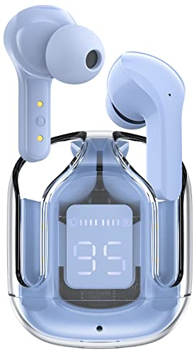 ACEFAST T6 Ecouteurs Bluetooth sans Fil Sport, Oreillette Intra-Auriculaire ENC Réduction de Bruit, Son HiFi, Affichage de la Batterie, Contrôle Tactile, Bleu Glace