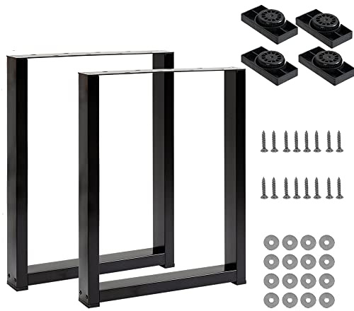 Thanaddo Pieds de Table, Métal, Carré, Noir, 2 Pièces, Moderne, Finition en Acier Inoxydable, pour Usage Intérieur et Extérieur, Chemins de Table, Banc à Faire Soi-Même, Tables de Salle à Manger