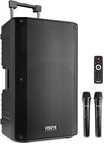 VONYX VSA500 12-Inch Portable PA System with 2 Wireless Mics, 800W Portable PA Speaker, Complete Sound System for Events, Parties, Public Speaking, Versatile and Durable Audio Solution