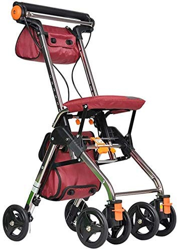 HWSY Gehhilfen, Rollator Walker 4 Räder faltbar, Drive Rollator Walker mit Sitz, Medical Rolling Walker Double Brake System, verwendet für Senioren beim Gehen Interesting