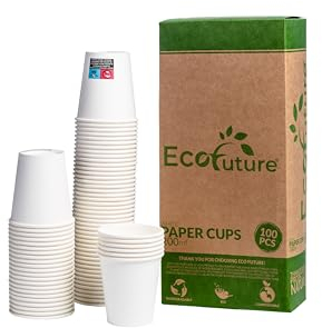 Einwegbecher aus weißem Karton, 200 ml, 100 Stück, biologisch abbaubar und recycelbar, umweltfreundlich für Kaffee, 20 cl – Kreieren Sie Ihren persönlichen Becher