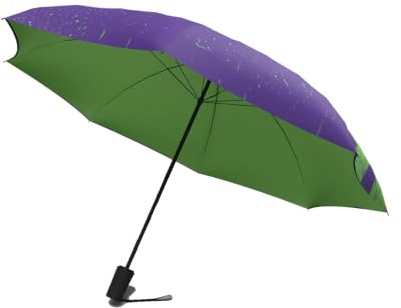 Jumble & Co Ups & Downs Umbrella - Compact strong waterproof automatic umbrella - One button open and close - Two Colour - Green/Purple