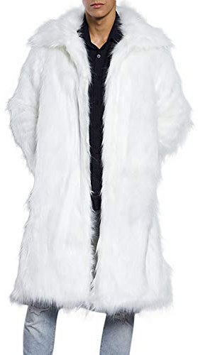 Pelzmantel Herren, Plüsch Gefüttert Langarm Lang Winterjacke Kunstpelz Mantel Pelzkragen Warm Weiß Vintage Pelzmantel Wildleder Jacke Winter 5Xl Felljacke Pelzjacke