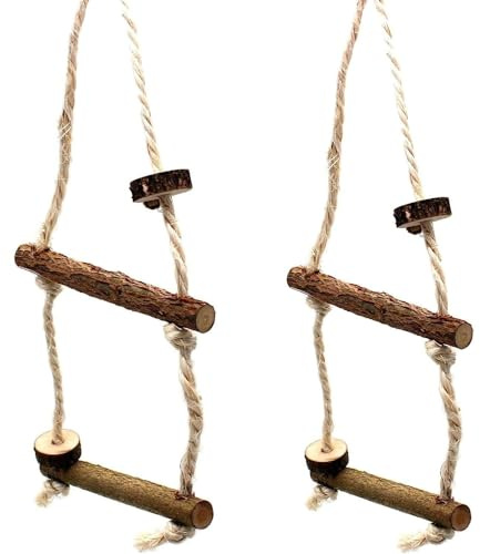 Vogelgaleria® 2X Doppelschaukel Vogelschaukel für Wellensittiche Naturholz Schaukel für Vögel