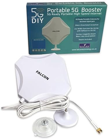 Falcon EVO 5G Mobile tragbare LTE Antenne mit Saugnapf, WLAN Verstärker 5G LTE antenne für Smart TV, IPTV, Streaming Antenne zum Nachrüsten für Falcon WLAN Router (Nicht im Lieferumfang)