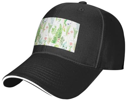 BREAUX Springtime - Casquettes de baseball - Style sandwich - Coupe ajustée - Pour homme et femme, Noir, Taille Unique