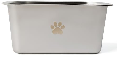 Podinor 2.5 Gallons 40 Cup Non Slip Stainless Steel Large Dog Water Bowls, Outdoor Metal Dog Bowls Extra Large Breed, High Capacity Water Bowl for Big Giant Huge Dogs, Silver