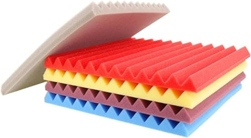 DECAKE Akustikschaumplatte, Schallschutzplatten, Schalldämmschaum, 30 x 30 x 2,5 cm (12 Stück), Studio-Wandpaneele, Polsterung, geräuschabsorbierend, Mehrfarbig, hochdichter Keil, feuerhe