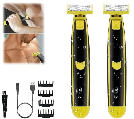 Rasoio Elettrico Bagnato E Secco, Rasoio Elettrico Per Uomini, Trimmer E Rasoio Da Barba Elettrico Ibrido A 360 ° Faccia Con 4 Testine Di Taglio Intercambiabili (2PCS)