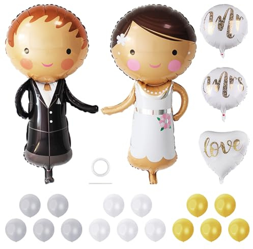 Juego de Globos de Decoración de Boda 22 Piezas - Elegante Set de Aluminio para Novios y Aniversarios
