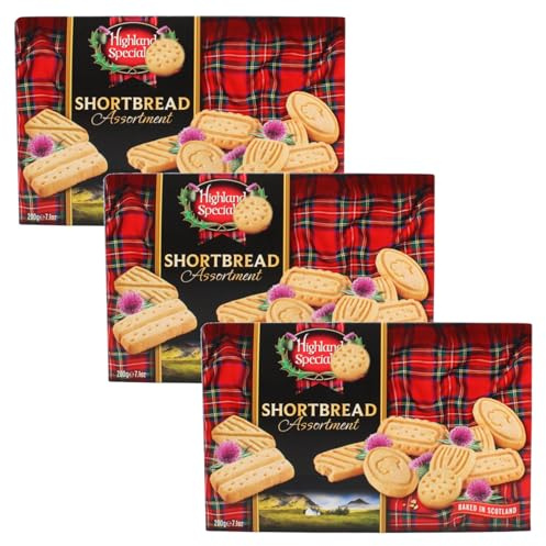 Scottish Shortbread Assortment – 3 x 200g Boxes of Crunchy Butter Biscuits | A classic cookies and biscuits gift set with three boxes of rich Scottish shortbread, ideal for sharing, gifting or tea.