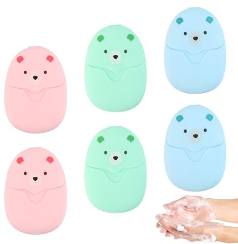 IETWATE 6 Boîtes Feuille de Savon, 300 Mini Savon en Papier, Flocons de Savon Portable Soluble, Savon de Voyage Jetable, pour Randonnée Camping Intérieur ExtéRieur Nettoyage