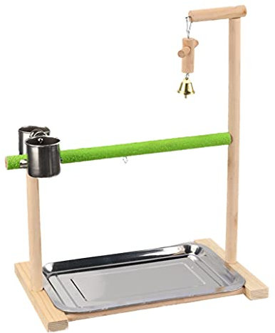 MHADBKH Vogel-Sitzstange, Spielzeug, Naturholz, für Papageien, Fitnessstudio, Zubehör für Sittiche, Nymphensittiche, Finken, mit Futterbecher