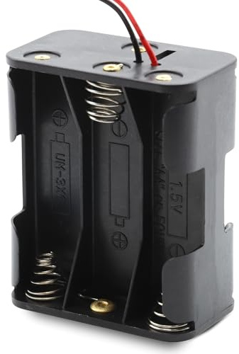 TECHZOCO Porte-pile plat AA, support de batterie LR6, boîtier pour pile AA LR6, câble de 200 mm, tension totale : 9 V (1,5 V par pile), convient pour 6 piles Lr6 (FR6, HR6, LR6)