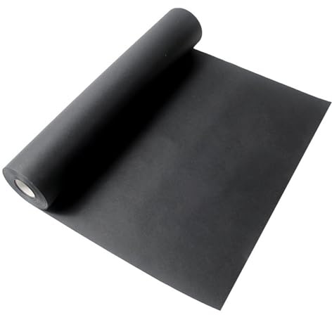Rouleau de papier kraft - 44 cm x 10 m - 1 mm d'épaisseur - Noir - Pour emballage cadeau, colis, art mural, bricolage, tableaux d'affichage, revêtement de sol