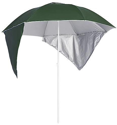 JHQHSM Ombrellone da Spiaggia con Teli Laterali, Ombrelloni da giardino Ombrelloni da Terrazzo Ombrelloni da esterno Ombrellone da giardino Adatto per Balconi Giardino Piscina Patio Verde 215 cm