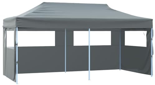 Gecheer Tente de Réception Pliable avec Parois 3x6 m Anthracite Tonnelle de Jardin, Gazebo Pavillon Extérieur Belvédère pour Camping, Festival, Fête, Marriage, BBQ, Terrasse, Plage