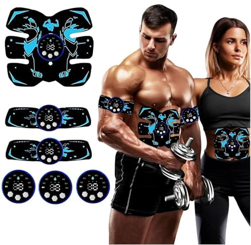 Yonars Ceinture Abdominale Electrostimulation, EMS Stimulateur Musculaire 8 Modes, 29 Niveaux d'intensité de Massage électrique avec USB, Electrostimulateur Musculaire Abdominal/Bras/Jambes