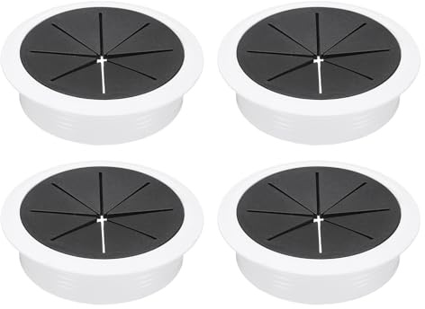 sourcing map 4 Pcs Desk Grommet, 3.15 inch 80mm Desk Cable Hole Cover Wire Hole Insert for Home Office Table Cabinet Cord Organizer, Black/White