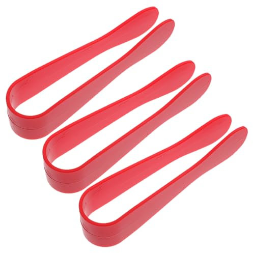 SHINEOFI 3pcs BBQ Grill Tongs Realistic Plastic Tweezers for Cooking Baking Crafting Safe Tools Red for Family Fun Parent Interaction