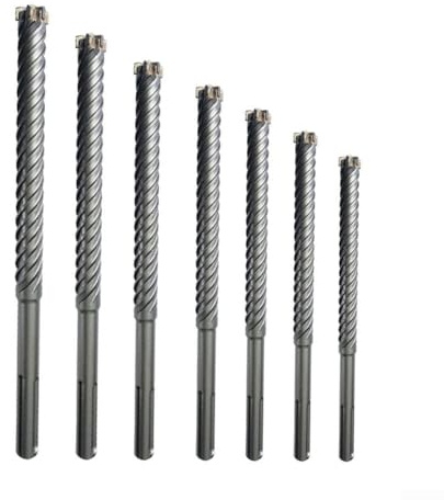Sumsoctober Mèche à marteau électrique (18-25 mm), foret pour marteau, pointe en carbure de tungstène, double cannelure en spirale pour murs de ciment et de pierre (18 x 280 mm)