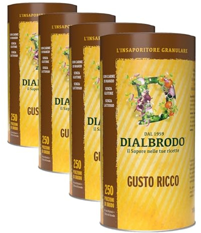 Dialbrodo Gusto Ricco 1 kg – granulare vegetale senza glutine e carne (Confezione da 4)