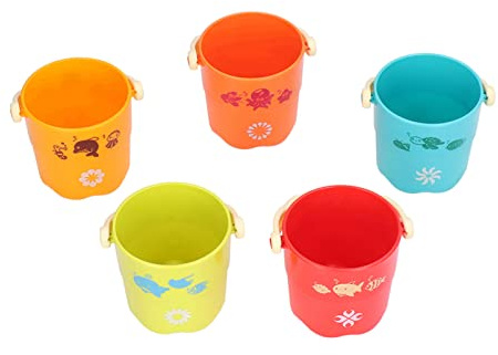 Gucagle Gobelets empilables, Jouet éducatif coloré pour bébé, Ensemble de Jouets de Construction pour Tout-Petits, Jeu de Bain pour Nourrissons, en Plastique, 5 pièces Multicolores