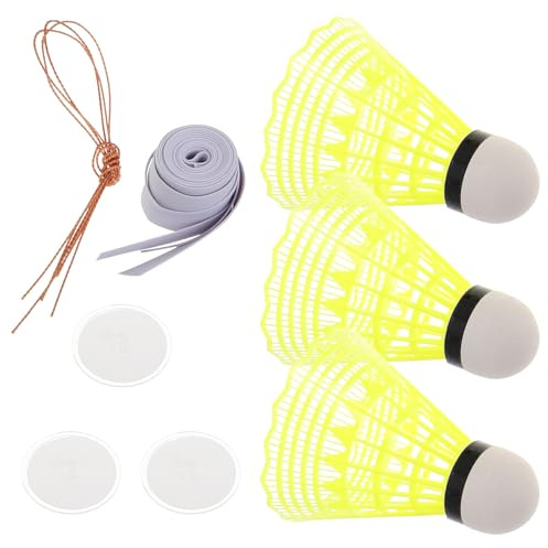 BESTonZON Badminton Solo Rebound Trainer with Elastic Rope, Indoor Single Player Badminton Self Training Tool, 3 Non-illuminated Shuttlecock Practice Balls for Beginners and Athletes