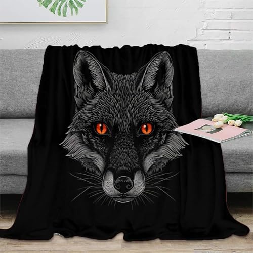 NAOFEKUID Lobo Impactante Manta 3D Impresa Microfibra Decoración Hogar Manta Lobo Adultos Sofá Cálida Suave 40x50(100x130cm)