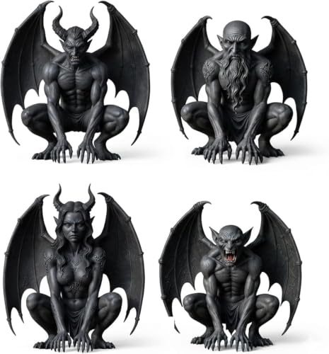 Gothic Horn Demon Gargoyle Statue Dark Queen Resin Decor 6 Inches，1 Set：5D x 60W x 30H centimetres