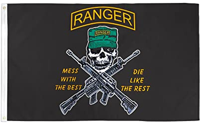 AZ FLAG Flagge Rangers von Vereinigten Staaten Mess with the Best 150x90 cm | Für innen und außen amerikanische ranger dekorative Flagge doppelte Nähte und verstärkte Kanten mit Metallösen 100D Polyester