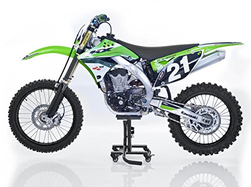 ConStands - Motocross-Ständer Kompatibel mit Kawasaki KX 250/450 F, KX 85/100/ 125 F mit Rollen Mover Enduro Supermoto Trial Schwarz