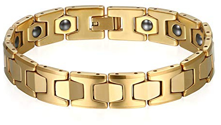 JewelryWe Schmuck Herren Magnet Armband, Wolfram Wolframcarbid, 12mm Breit I Sechseck Link Atemberaubendes Solides Poliert Magnetarmband Gliederarmband, Silber/Gold