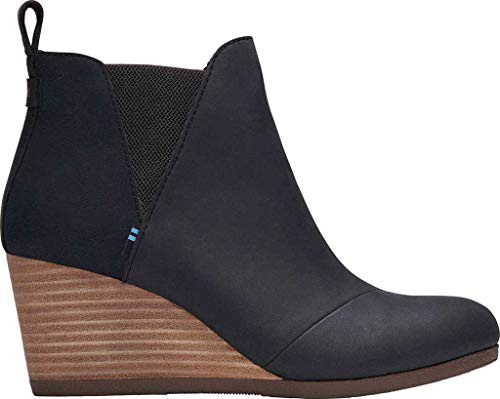 TOMS womens Kelsey Pump, Black Leather/Suede, 10 US
