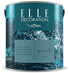Crown ELLE DECORATION Open Water No. 217, 2,5 L, extra-matte Premium Wandfarbe für Innen, für Wände und Holz, hohe Deckkraft, Innenfarbe,mittlerer Aqua-Ton