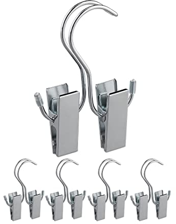 Relaxdays Stiefelklammern 5er Set, doppelte Klemme, gummiert, Aufbewahrung Stiefel & Mützen, Eisen, Stiefelbügel, Silber