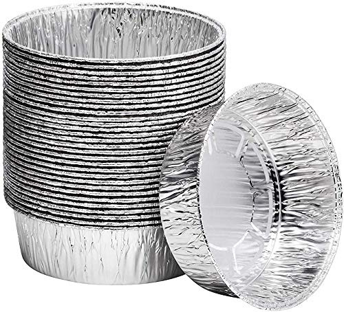 Ulalaza 30 pezzi rotondi 18,3 x 6,5 cm vassoi usa e getta in foglio di alluminio contenitori per arrostire contenitori in carta stagnola per cuocere al forno e conservare alimenti congelati