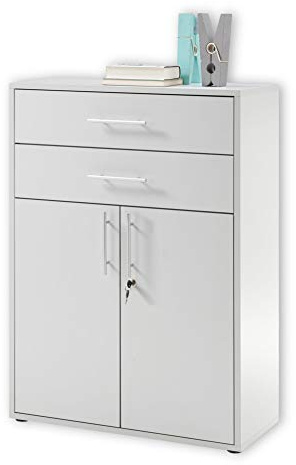 Stella Trading, Pronto, Armadietto per Documenti con Ante e cassetti, Colore Grigio Chiaro, Contemporaneo Mobile per Ufficio, Set Completo, 80 x 111 x 35 cm (Larghezza x Altezza x profondità)