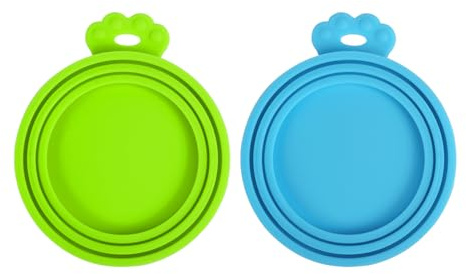 PetBonus 2 Packs Pet Food Can Covers Lids, Universal Size for Dog Cat Food | Silicone, 1 fit 3 Standard Size Can Tops, Can Topper for Wet Food, BPA Free, Dishwasher Safe, Blue Green