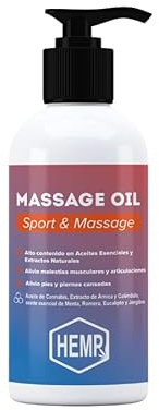 QKnatur - Aceite de CAÑAMO con Extracto de Arnica para Masaje Recuperador - 500ml - Efecto Relajante para Dolores Musculares, Espalda, Pies, Rodilla, Articulaciones - Con Aceites Esenciales