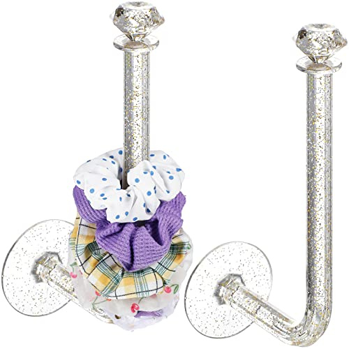 2 Stück Klebende Haargummis Halter Klare Glitzer Haarschmuck Organizer Haargummis Halter Organizer Schmuck Scrunchie Anzeige Stand Stirnband Mehrzweckhaken für Frauen Mädchen, Klein Groß
