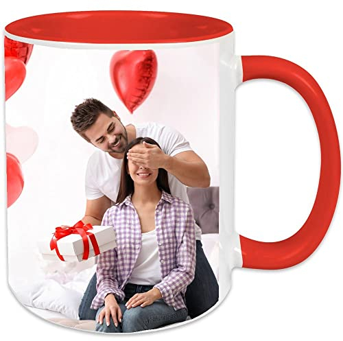 Ocadeau Mug en céramique blanc et rouge personnalisé photo – Impression photo sur cette tasse personnalisable blanche et rouge