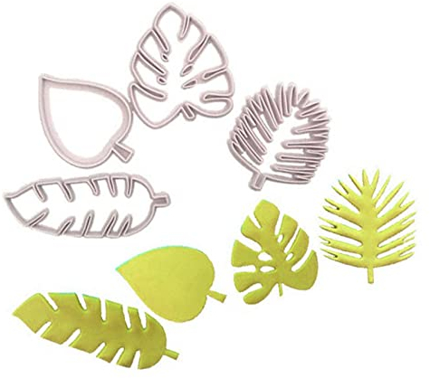 Tropische Blatt-Ausstecher, 4-teiliges Palmblatt-Fondant-Ausstecher-Set Tropische Blatt-Ausstecher Palm-Ausstecher Blumenblätter Zum Dekorieren von Kuchen