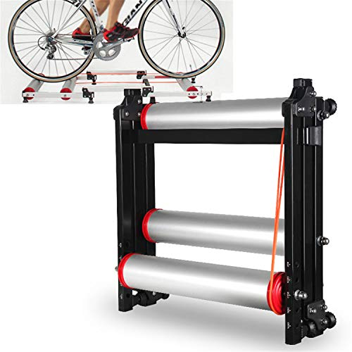 BAtlam Bike Rollers Indoor Trainer, Tri-Folding Cycling Adjustable Bicycle Roller Road Bike Exercise Station, Kompatibel mit Fahrrädern mit einem Raddurchmesser von 16-29 Zoll,Schwarz (Schwarz)