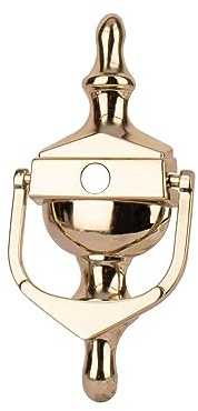 Timber Series Victorian Door Knocker with Spyhole - Polished Gold