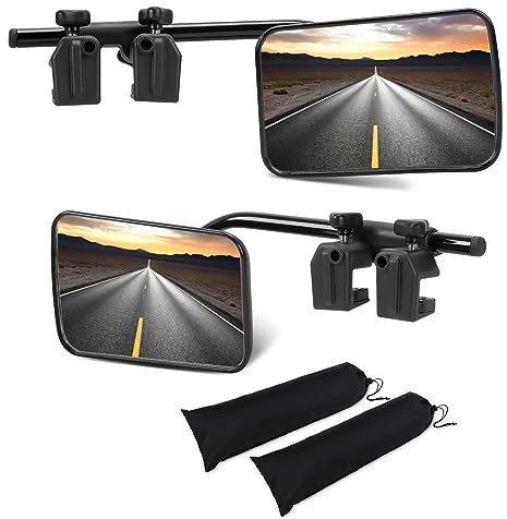 Universal Clip on Towing Mirror Extensions, Side Mirror Extenders for Towing, 360° Rotation Adjustable Tow Trailer Mirrors Truck Mirror Extensions for Towing with Clamp for Cars Vehicle SUV RV, 2PCS